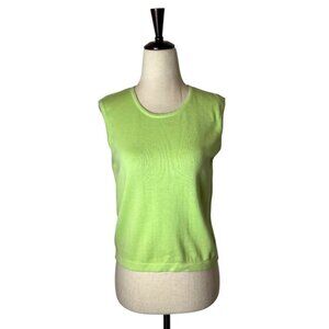 Lilly Pulitzer Tank Top Women Small Green Knit Cotton Crew‎ Neck Preppy Coastal